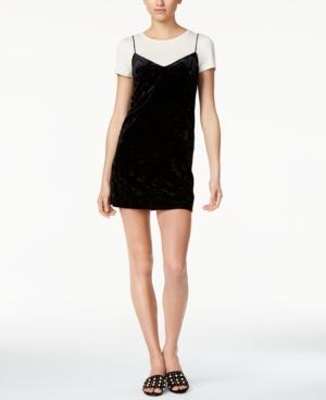 Kensie Crushed Velvet Layered-look Slip Dress