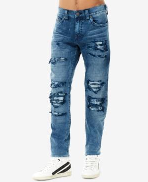 True Religion Men's Rocco No-flap Rip & Repair Skinny Fit Stretch Jeans