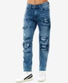 True Religion Men's Rocco No-flap Rip & Repair Skinny Fit Stretch Jeans