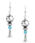 American West Classics Turquoise Squash Blossom Earrings In Sterling Silver