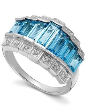 Sterling Silver Blue Topaz (3-3/8 Ct. T.w.) And Diamond Accent Arch Ring