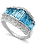 Sterling Silver Blue Topaz (3-3/8 Ct. T.w.) And Diamond Accent Arch Ring
