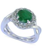 Emerald (2 Ct. T.w.) & White Sapphire (1-1/2 Ct. T.w.) Ring In Sterling Silver