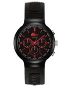 Lacoste L!ve Watch, Men's Chronograph Borneo Black Silicone Strap 44mm 2010652