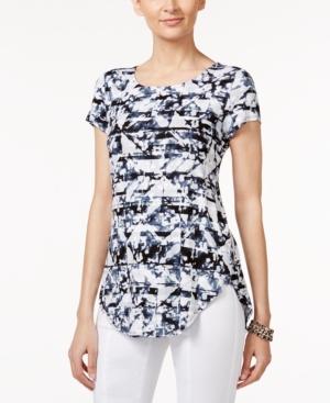 Alfani Printed Asymmetrical Top, Only At Macy's