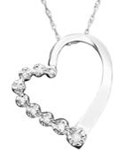 Diamond Necklace, 10k White Gold Diamond Journey Heart Pendant (1/10 Ct. T.w.)