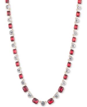 Anne Klein Gold-tone Crystal & Red Stone Collar Necklace