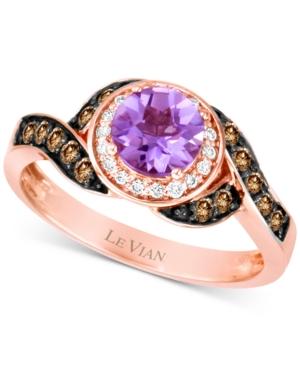 Le Vian Amethyst (5/8 Ct. T.w.) And Diamond (1/3 Ct. T.w.) Ring In 14k Rose Gold