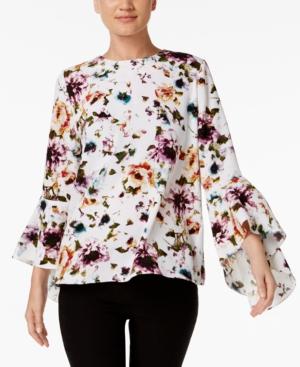 Olivia & Grace Printed Bell-sleeve Top