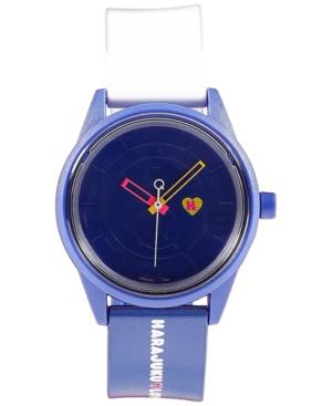Harajuku Lovers Unisex Emoji Designed By Gwen Stefani Blue And White Printed Strap Watch 40mm Hl2323