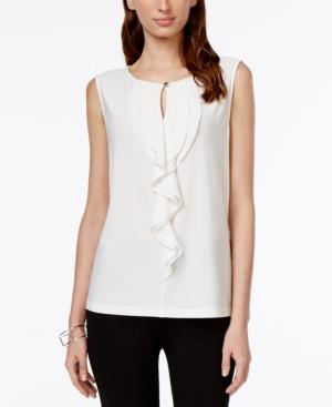 Tahari Asl Ruffled Keyhole Shell