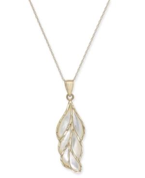 Mother-of-pearl Leaf 18 Pendant Necklace In 14k Gold