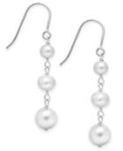 White Cultured Freshwater Pearl (5-8mm) Graduated Drop Earrings In Sterling Silver