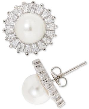 Giani Bernini Imitation Pearl & Cubic Zirconia Stud Earrings In Sterling Silver, Created For Macy's