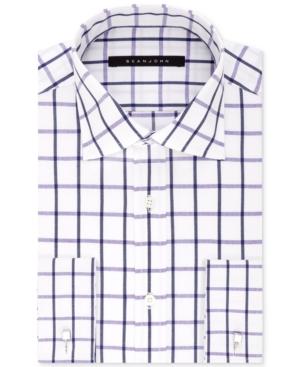 Sean John Big And Tall Fit Men's Purple Check Dress Shirt