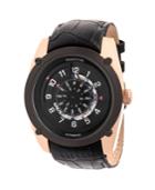 Heritor Automatic Daniels Rose Gold & Black Leather Watches 43mm