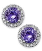 Tanzanite (3 Ct. T.w.) And Diamond (3/8 Ct. T.w.) Stud Earrings In 14k White Gold