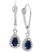 Sapphire (1/2 Ct. T.w.) And Diamond (1/10 Ct. T.w.) Earrings In 14k White Gold