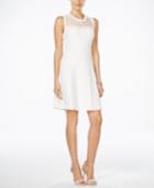 Ivanka Trump Sleeveless Mesh-yoke Fit & Flare Dress