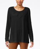 Style & Co Lace-trim Waffle-knit Top, Only At Macy's