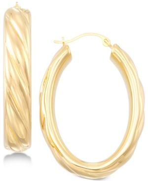 Signature Gold Ribbed Hoop Earrings In 14k Gold Over Resin, Created For Macy's