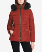Calvin Klein Performance Faux-fur-trimmed Hooded Puffer Coat