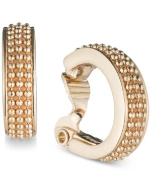 Anne Klein Gold-tone Ball Chain Clip-on Hoop Earrings