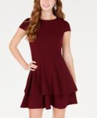 B Darlin Juniors' Ruffled Bow-back Fit & Flare Dress