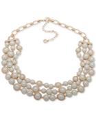 Anne Klein Gold-tone Imitation Pearl Triple-row Collar Necklace, 16 + 3 Extender