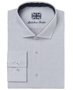 Michelsons Of London Men's Slim-fit White Allover Dobby Dress Shirt