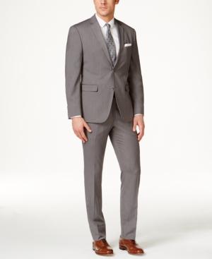 Perry Ellis Men's Grey Pinstripe Slim-fit Suit