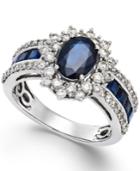 Sapphire (2-1/5 Ct. T.w.) And Diamond (3/4 Ct. T.w.) Ring In 14k White Gold