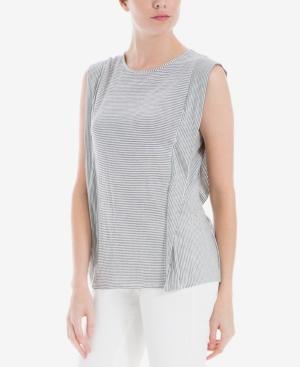 Max Studio London Striped Flutter Top