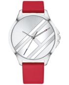 Tommy Hilfiger Women's Red Leather Strap Watch 38mm