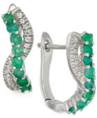 Emerald (1/2 Ct. T.w.) And Diamond (1/2 Ct. T.w.) Earrings In 14k White Gold