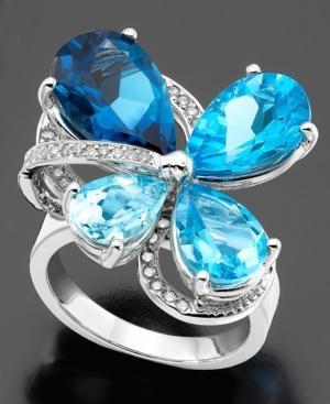 14k White Gold Ring, Blue Topaz (14-1/2 Ct. T.w.) And Diamond (1/3 Ct. T.w.)