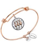 Unwritten Two-tone Time Spent With Cats Adjustable Bangle Bracelet In Stainless Steel & Rose Gold-tone Stainless Steel