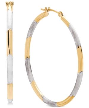 Two-tone Hoop Earrings In 14k Gold