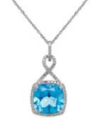 Blue Topaz (6 Ct. T.w.) And Diamond (1/5 Ct. T.w.) Pendant Necklace In 14k White Gold