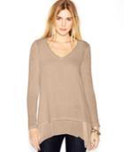 Bar Iii Knit-overlay Layered Top, Only At Macy's