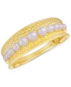 Majorica Gold-tone Organic Man-made Pearl Cuff Bracelet