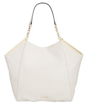 Calvin Klein Pebble Leather Shopper With Metal Trim