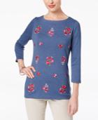 Karen Scott Cotton Embroidered Top, Created For Macy's