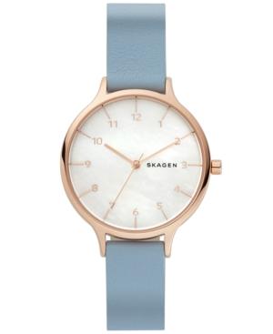 Skagen Women's Anita Blue Leather Strap Watch 36mm