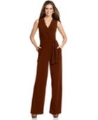 Ny Collection Petite Surplice Belted Wide-leg Jumpsuit