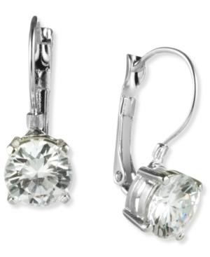 Nine West Earrings, Silver-tone Round-cut Crystal Drop Earrings