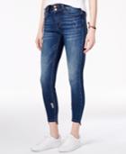 Indigo Rein Juniors' Ripped Stair Step Hem Ankle Jeans