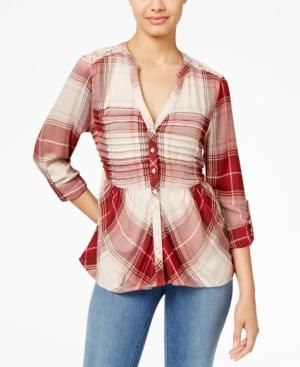 American Rag Plaid Lace-back Shirt, Only At Macy's