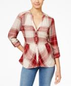 American Rag Plaid Lace-back Shirt, Only At Macy's