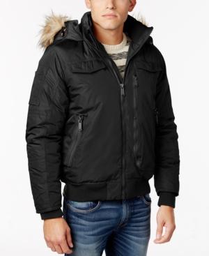 Ben Sherman Men's Hooded Bomber Jacket With Faux-fur Trim